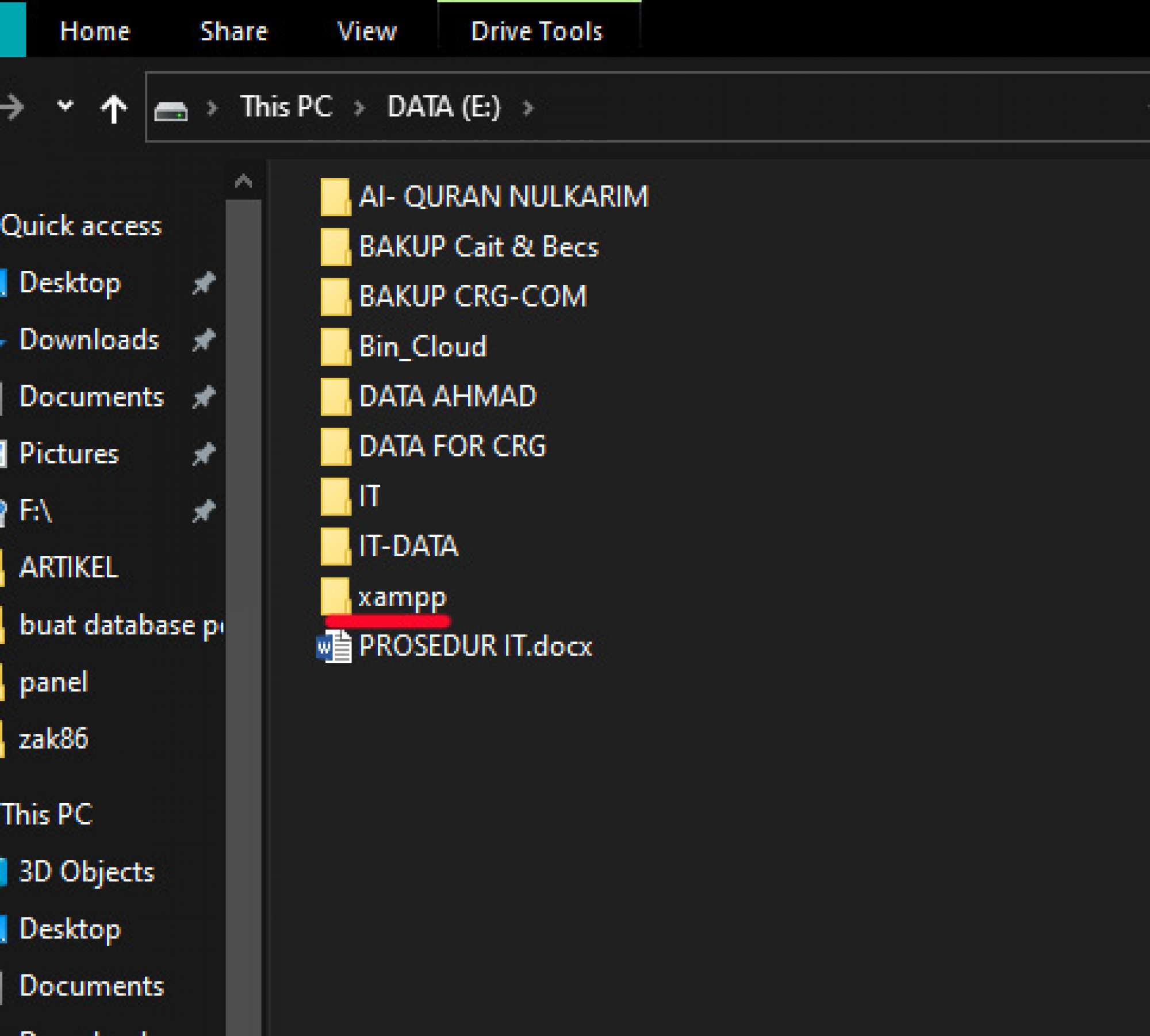 Folder XAMPP
